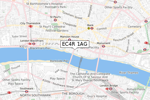 EC4R 1AG map - small scale - OS Open Zoomstack (Ordnance Survey)