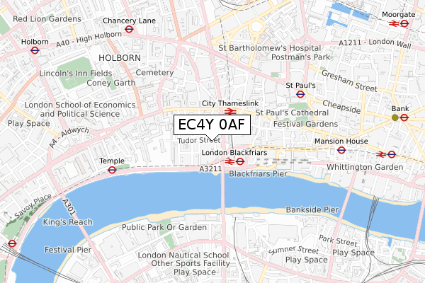 EC4Y 0AF map - small scale - OS Open Zoomstack (Ordnance Survey)
