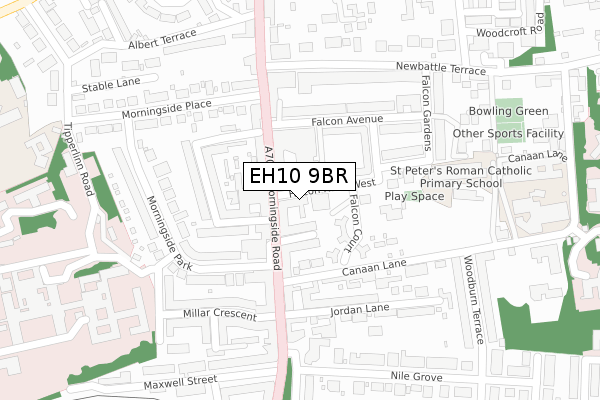 EH10 9BR map - large scale - OS Open Zoomstack (Ordnance Survey)