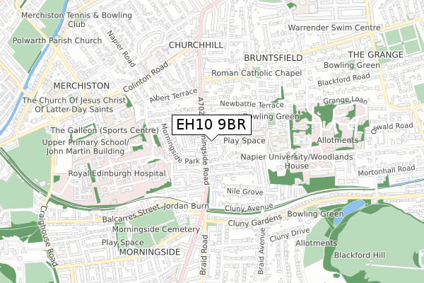 EH10 9BR map - small scale - OS Open Zoomstack (Ordnance Survey)