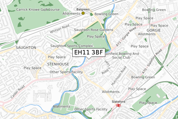 EH11 3BF map - small scale - OS Open Zoomstack (Ordnance Survey)