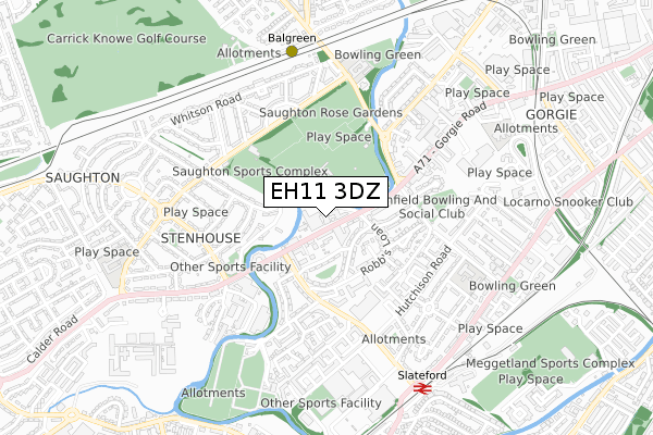 EH11 3DZ map - small scale - OS Open Zoomstack (Ordnance Survey)
