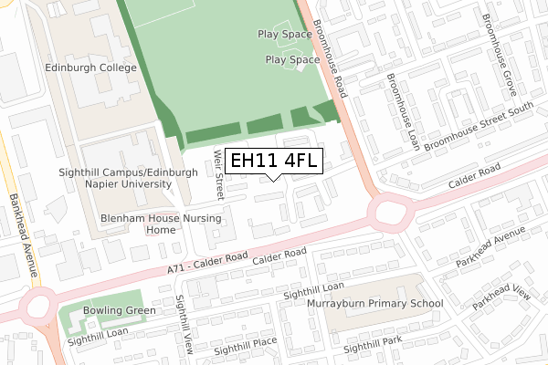 EH11 4FL map - large scale - OS Open Zoomstack (Ordnance Survey)