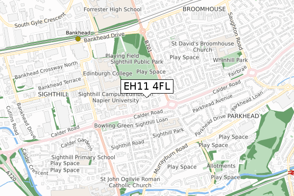 EH11 4FL map - small scale - OS Open Zoomstack (Ordnance Survey)
