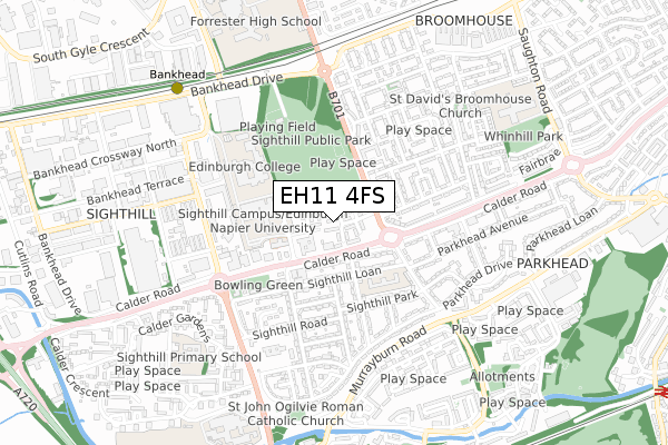 EH11 4FS map - small scale - OS Open Zoomstack (Ordnance Survey)