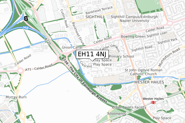 EH11 4NJ map - small scale - OS Open Zoomstack (Ordnance Survey)