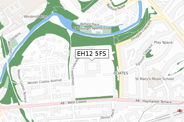 EH12 5FS map - large scale - OS Open Zoomstack (Ordnance Survey)