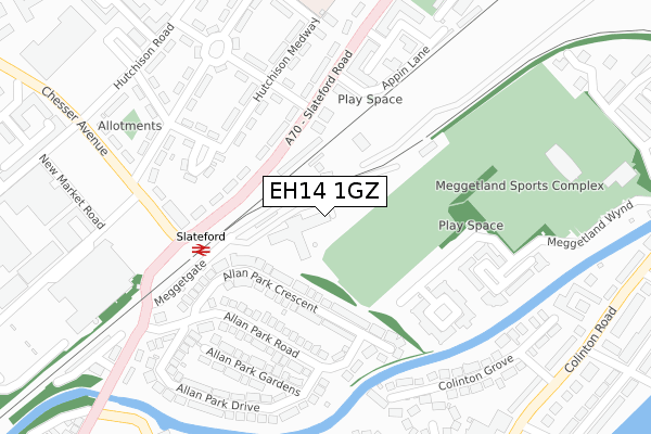 EH14 1GZ map - large scale - OS Open Zoomstack (Ordnance Survey)