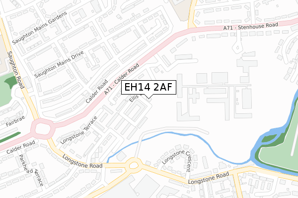 EH14 2AF map - large scale - OS Open Zoomstack (Ordnance Survey)