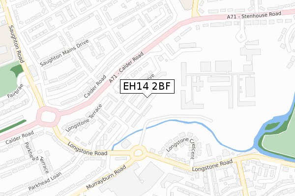 EH14 2BF map - large scale - OS Open Zoomstack (Ordnance Survey)