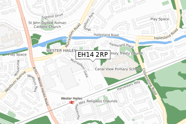 EH14 2RP map - large scale - OS Open Zoomstack (Ordnance Survey)