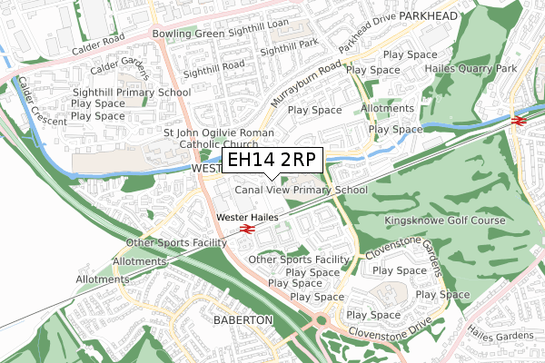 EH14 2RP map - small scale - OS Open Zoomstack (Ordnance Survey)