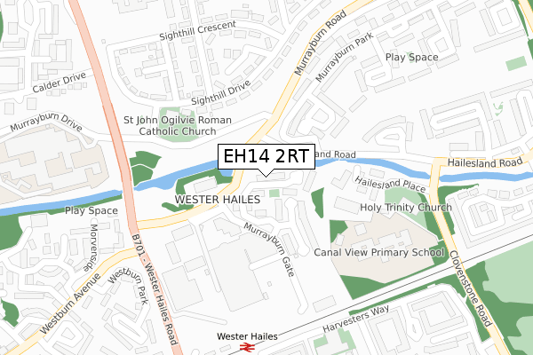EH14 2RT map - large scale - OS Open Zoomstack (Ordnance Survey)