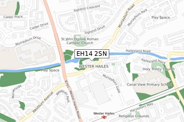 EH14 2SN map - large scale - OS Open Zoomstack (Ordnance Survey)