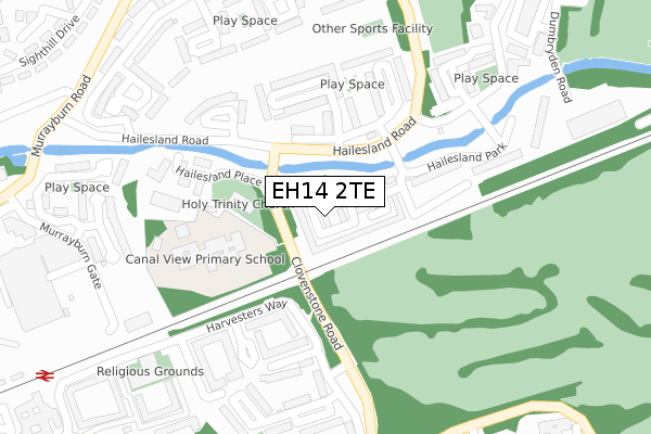 EH14 2TE map - large scale - OS Open Zoomstack (Ordnance Survey)