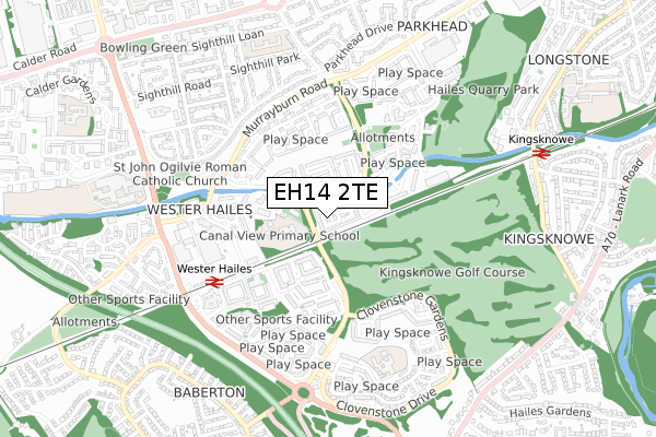 EH14 2TE map - small scale - OS Open Zoomstack (Ordnance Survey)