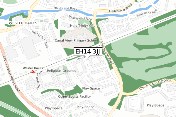 EH14 3JJ map - large scale - OS Open Zoomstack (Ordnance Survey)