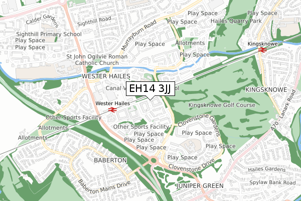 EH14 3JJ map - small scale - OS Open Zoomstack (Ordnance Survey)