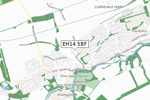 EH14 5BF map - small scale - OS Open Zoomstack (Ordnance Survey)