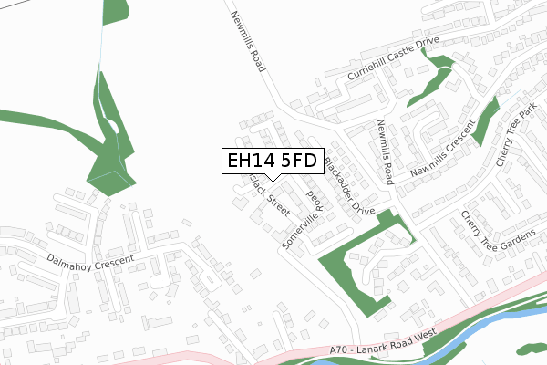 EH14 5FD map - large scale - OS Open Zoomstack (Ordnance Survey)