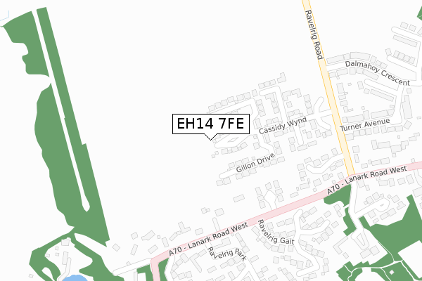 EH14 7FE map - large scale - OS Open Zoomstack (Ordnance Survey)