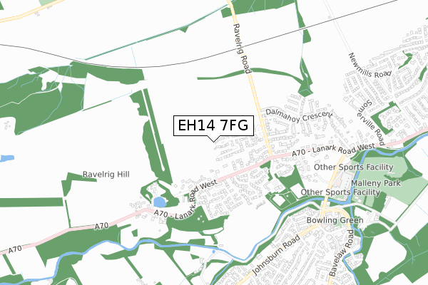 EH14 7FG map - small scale - OS Open Zoomstack (Ordnance Survey)