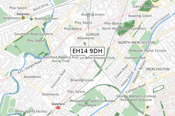 EH14 9DH map - small scale - OS Open Zoomstack (Ordnance Survey)