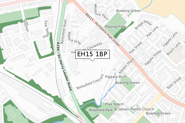 EH15 1BP map - large scale - OS Open Zoomstack (Ordnance Survey)