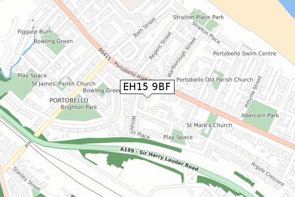 EH15 9BF map - large scale - OS Open Zoomstack (Ordnance Survey)