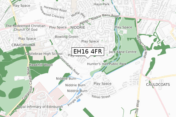 EH16 4FR map - small scale - OS Open Zoomstack (Ordnance Survey)