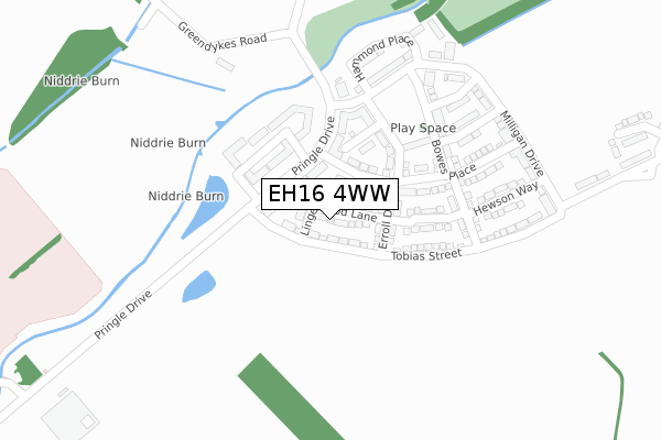 EH16 4WW map - large scale - OS Open Zoomstack (Ordnance Survey)