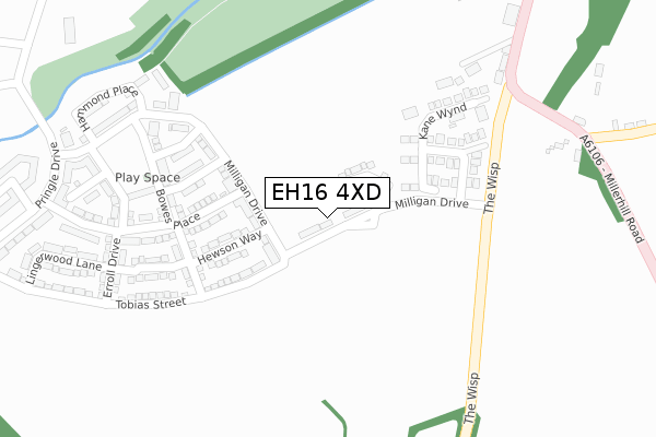 EH16 4XD map - large scale - OS Open Zoomstack (Ordnance Survey)