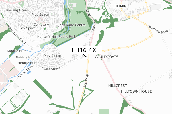 EH16 4XE map - small scale - OS Open Zoomstack (Ordnance Survey)
