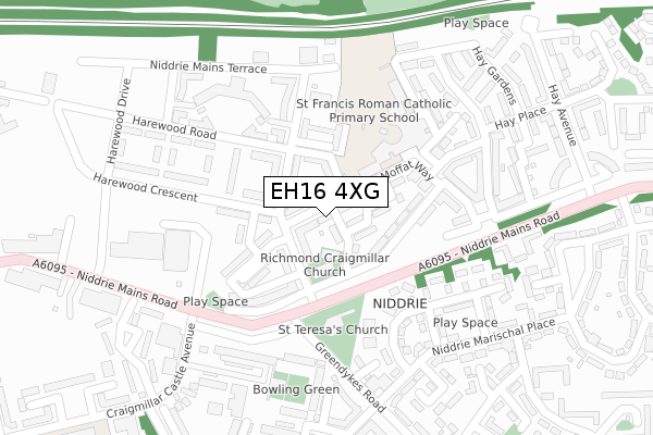EH16 4XG map - large scale - OS Open Zoomstack (Ordnance Survey)