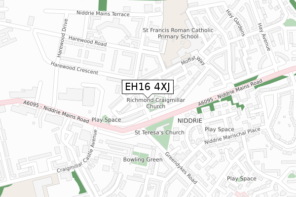 EH16 4XJ map - large scale - OS Open Zoomstack (Ordnance Survey)