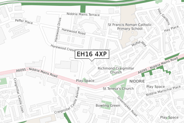 EH16 4XP map - large scale - OS Open Zoomstack (Ordnance Survey)