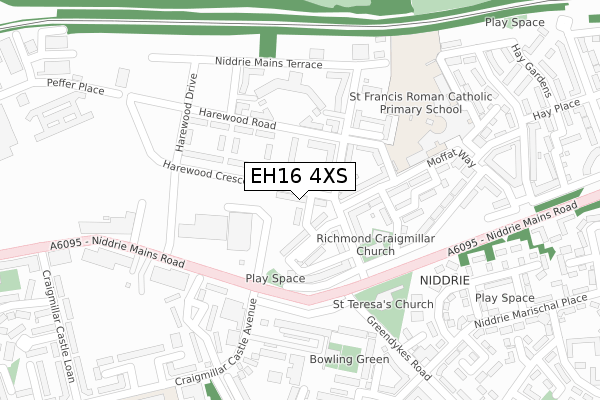 EH16 4XS map - large scale - OS Open Zoomstack (Ordnance Survey)