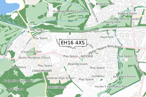 EH16 4XS map - small scale - OS Open Zoomstack (Ordnance Survey)