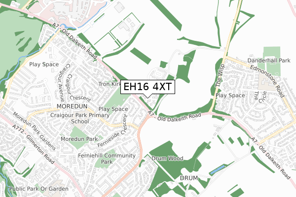 EH16 4XT map - small scale - OS Open Zoomstack (Ordnance Survey)