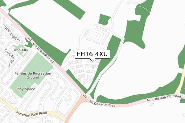 EH16 4XU map - large scale - OS Open Zoomstack (Ordnance Survey)
