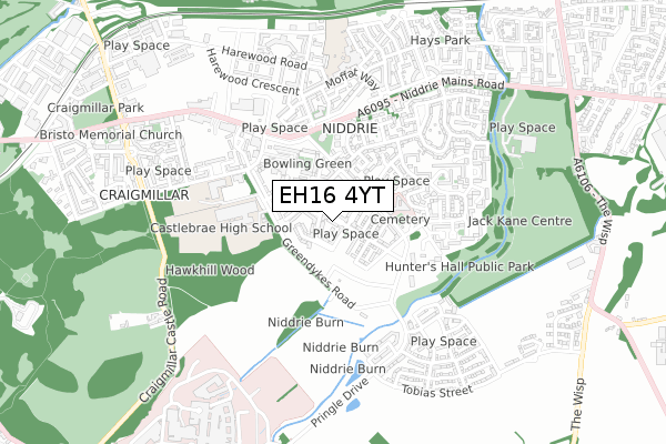 EH16 4YT map - small scale - OS Open Zoomstack (Ordnance Survey)