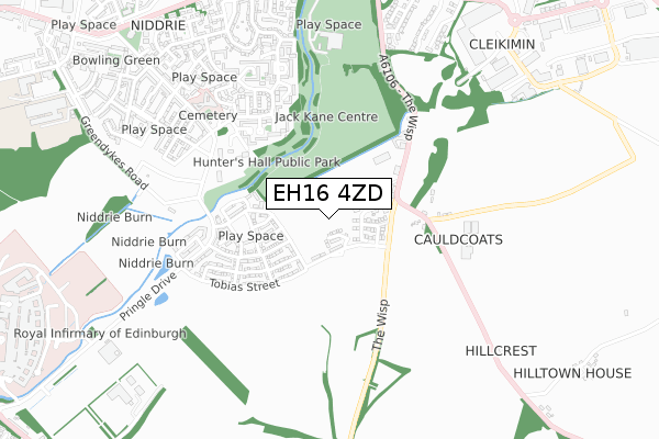 EH16 4ZD map - small scale - OS Open Zoomstack (Ordnance Survey)