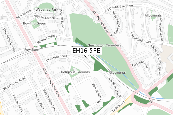 EH16 5FE map - large scale - OS Open Zoomstack (Ordnance Survey)