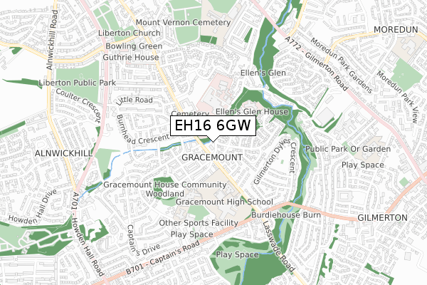 EH16 6GW map - small scale - OS Open Zoomstack (Ordnance Survey) EH16 6GW map - small scale - OS Open Zoomstack (Ordnance Survey)