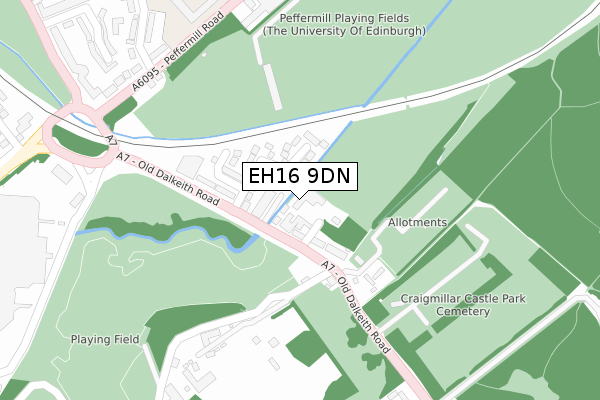 EH16 9DN map - large scale - OS Open Zoomstack (Ordnance Survey)