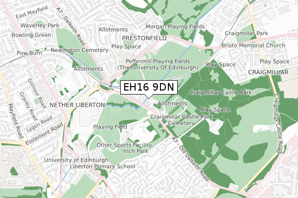 EH16 9DN map - small scale - OS Open Zoomstack (Ordnance Survey)