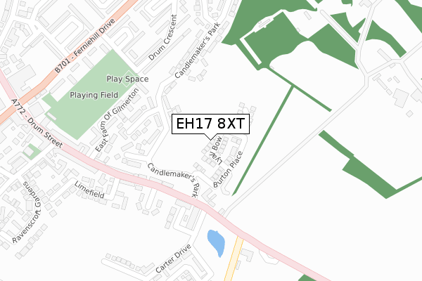 EH17 8XT map - large scale - OS Open Zoomstack (Ordnance Survey) EH17 8XT map - large scale - OS Open Zoomstack (Ordnance Survey)