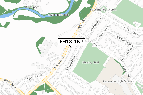 EH18 1BP map - large scale - OS Open Zoomstack (Ordnance Survey)