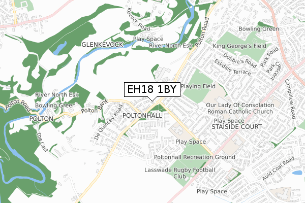 EH18 1BY map - small scale - OS Open Zoomstack (Ordnance Survey)