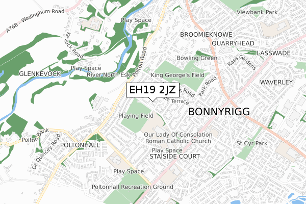 EH19 2JZ map - small scale - OS Open Zoomstack (Ordnance Survey) EH19 2JZ map - small scale - OS Open Zoomstack (Ordnance Survey)